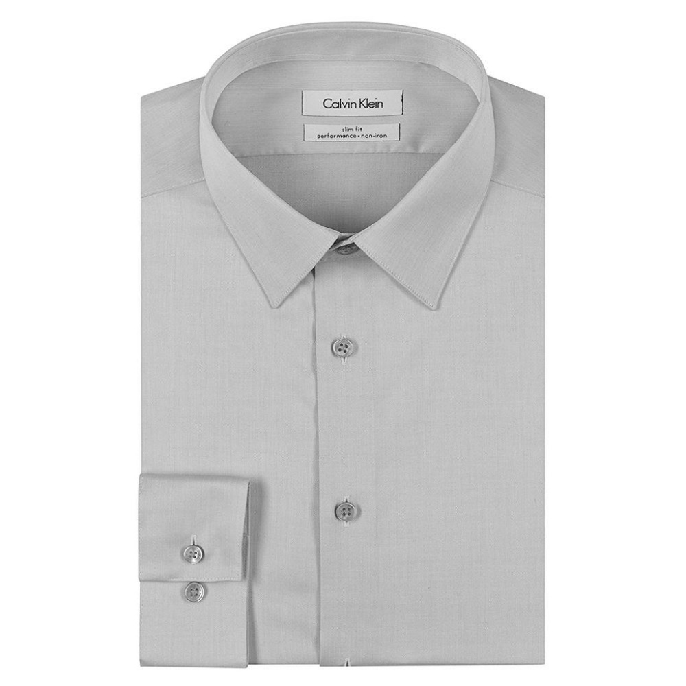 Calvin Klein Men's Slim Fit Non-Iron Herringbone P